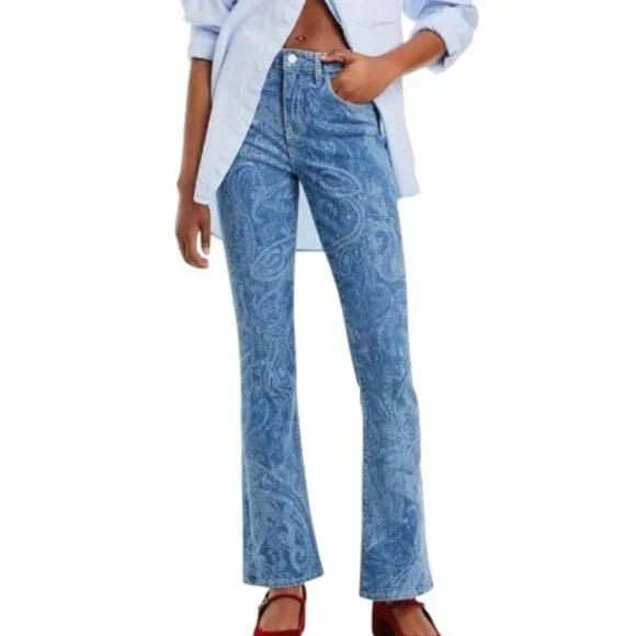 L’Agence Stassi High Rise Jeans 29 Sleek Baby Boot Blue Paisley - Picture 1 of 14